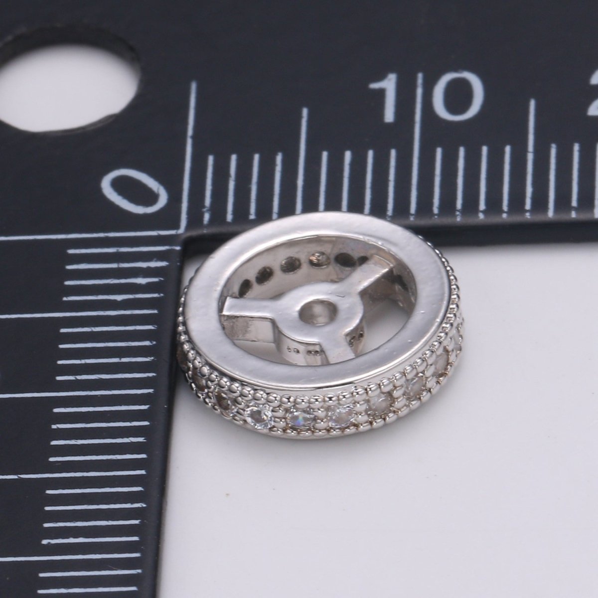 Tiny Gold and Silver Round Wheel Beads CZ Mini Geometric Circle Shape Jewelry Making Beads B-504 B-505 - DLUXCA