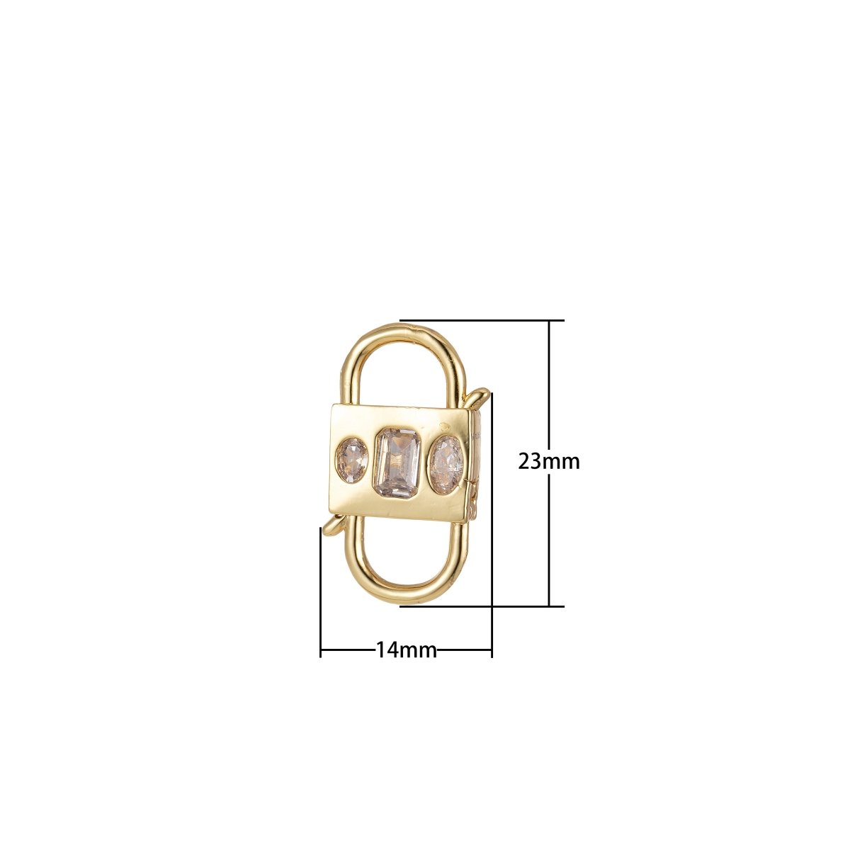 Tiny Gold CZ Micro Pave Clasp Lock, Interlock Cubic Clasp Fastener for Bracelet Necklace Clear Cz Supply L-348 - DLUXCA