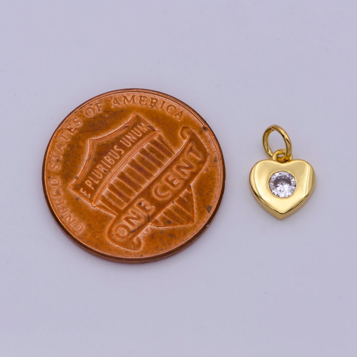 TINY Gold Filled Heart Charm Small Cz Heart Charm add on Handmade Jewelry Supplies. Handcrafted Supplies M-872 - DLUXCA
