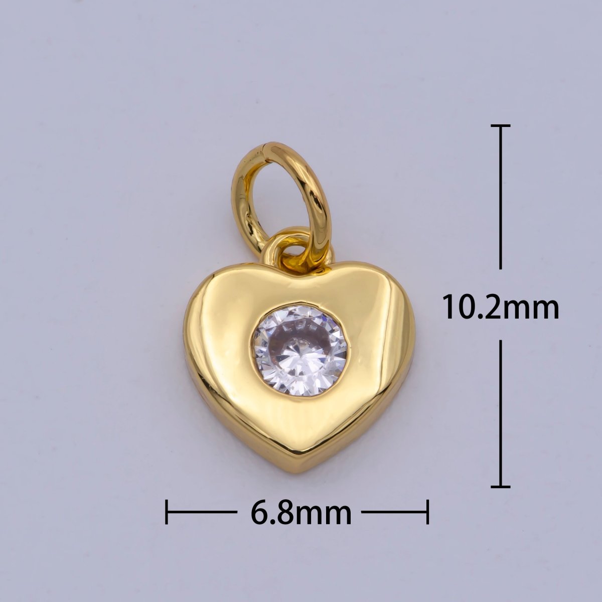 TINY Gold Filled Heart Charm Small Cz Heart Charm add on Handmade Jewelry Supplies. Handcrafted Supplies M-872 - DLUXCA