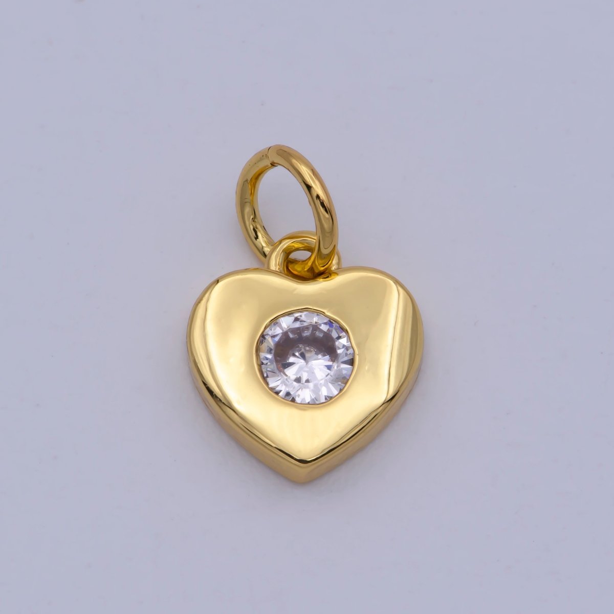 TINY Gold Filled Heart Charm Small Cz Heart Charm add on Handmade Jewelry Supplies. Handcrafted Supplies M-872 - DLUXCA