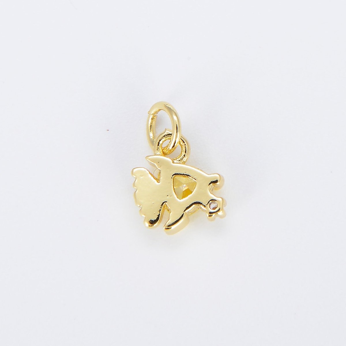 Tiny Gold Fish Charm Dainty Fish Pendant 14kt Gold Filled Charm Animal Charm Cubic Blue Under the sea Inspired E-874 - DLUXCA