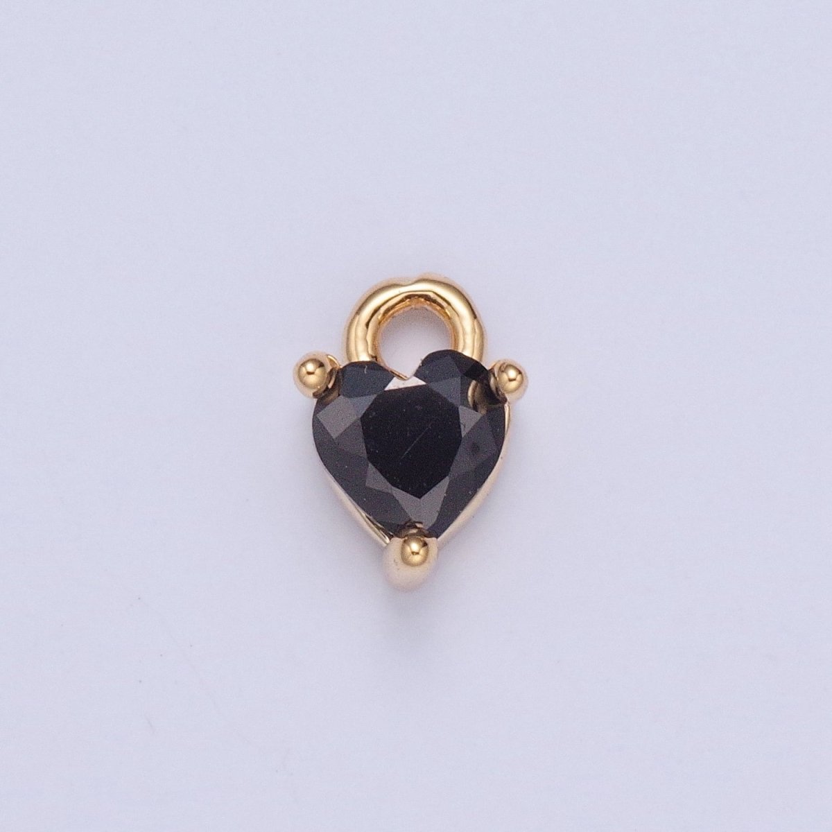 Tiny Gold Heart Charm, Micro Pave Heart, Mini Heart Charms, Heart Pendant, Cubic Zirconia Charm, Beads, CZ Bracelet Charm X-004-X-010 - DLUXCA