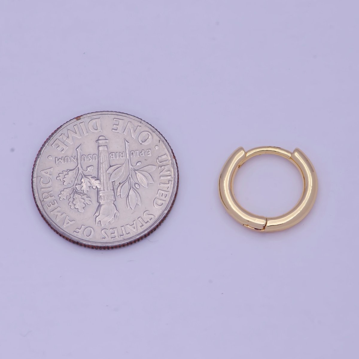 Tiny Gold Huggie Earring 12mm mini Huggie V-366 V-367 - DLUXCA