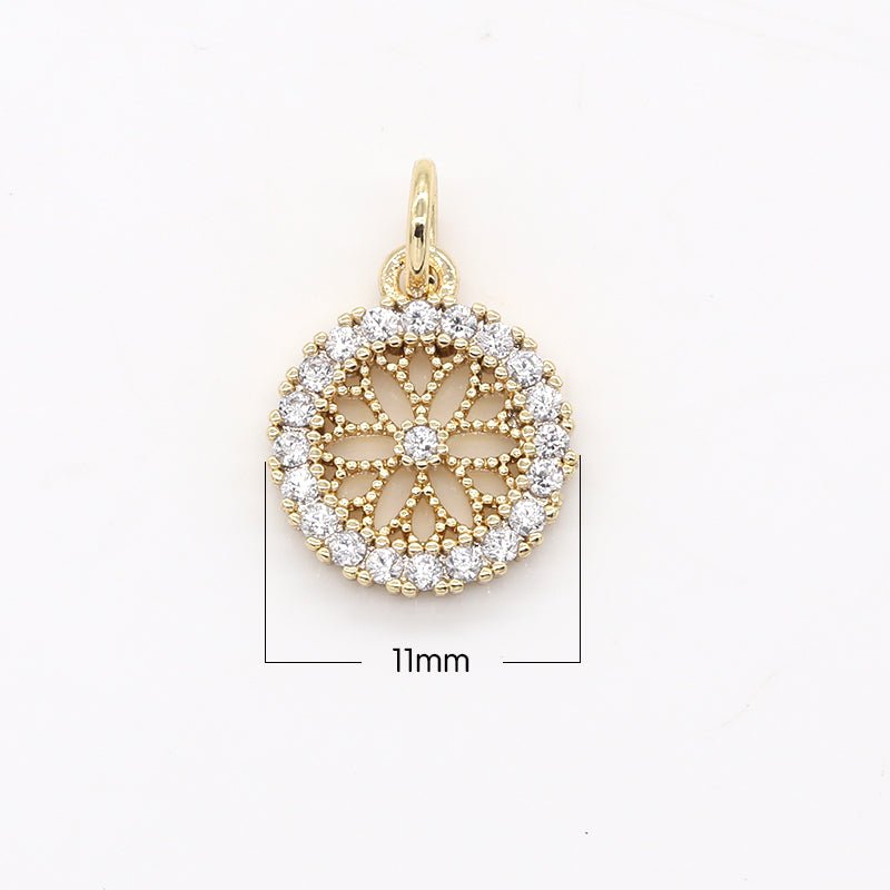 Tiny Gold Plated Clear Crystal Daisy Flower CZ Mini Floral Nature Little Ornament Micro Pave Charm Pendant GP-490 - DLUXCA
