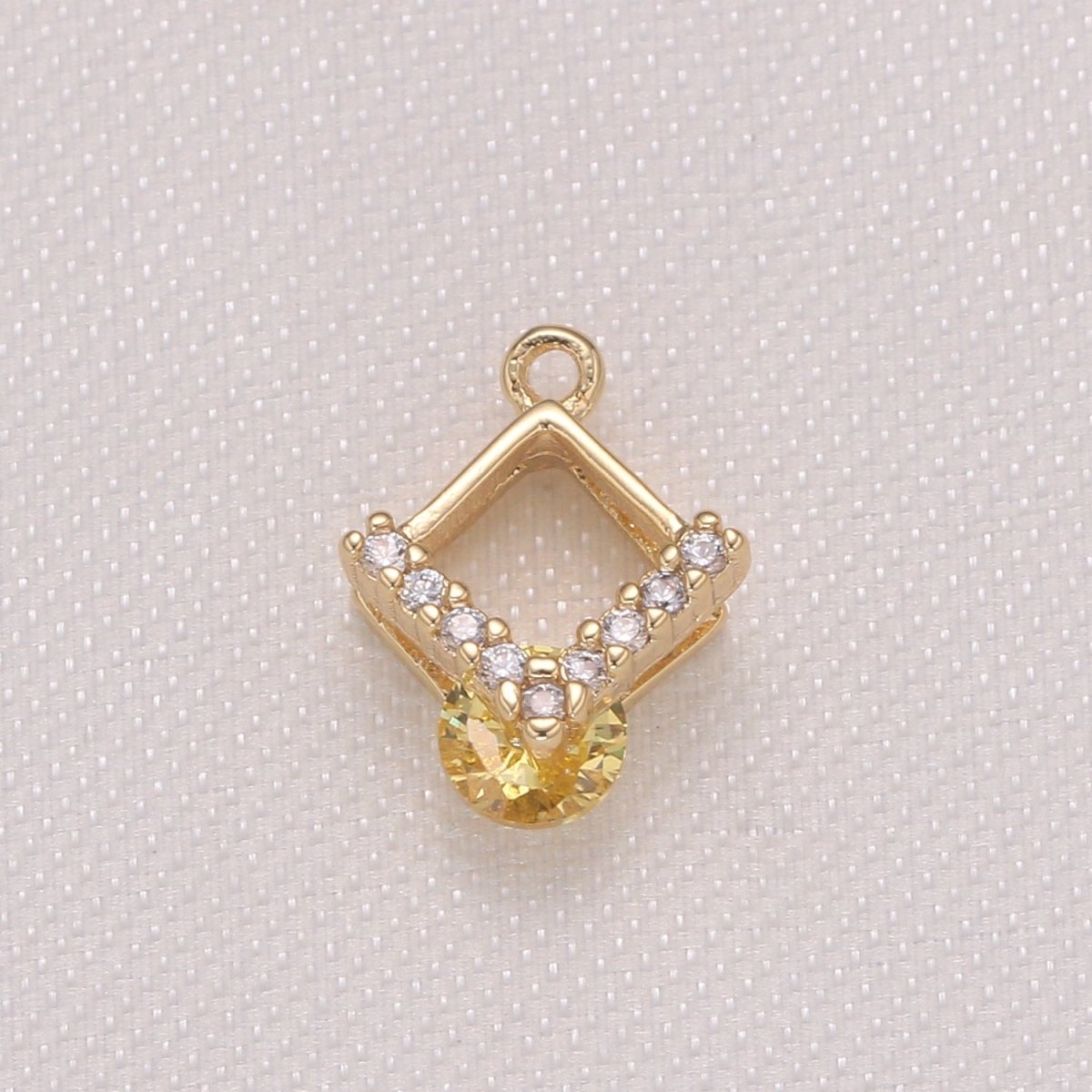 Tiny Gold Plated Diamond Charms CZ Dainty Square Micro Pave Charm Pendant GP-981 GP-982 GP-983 - DLUXCA