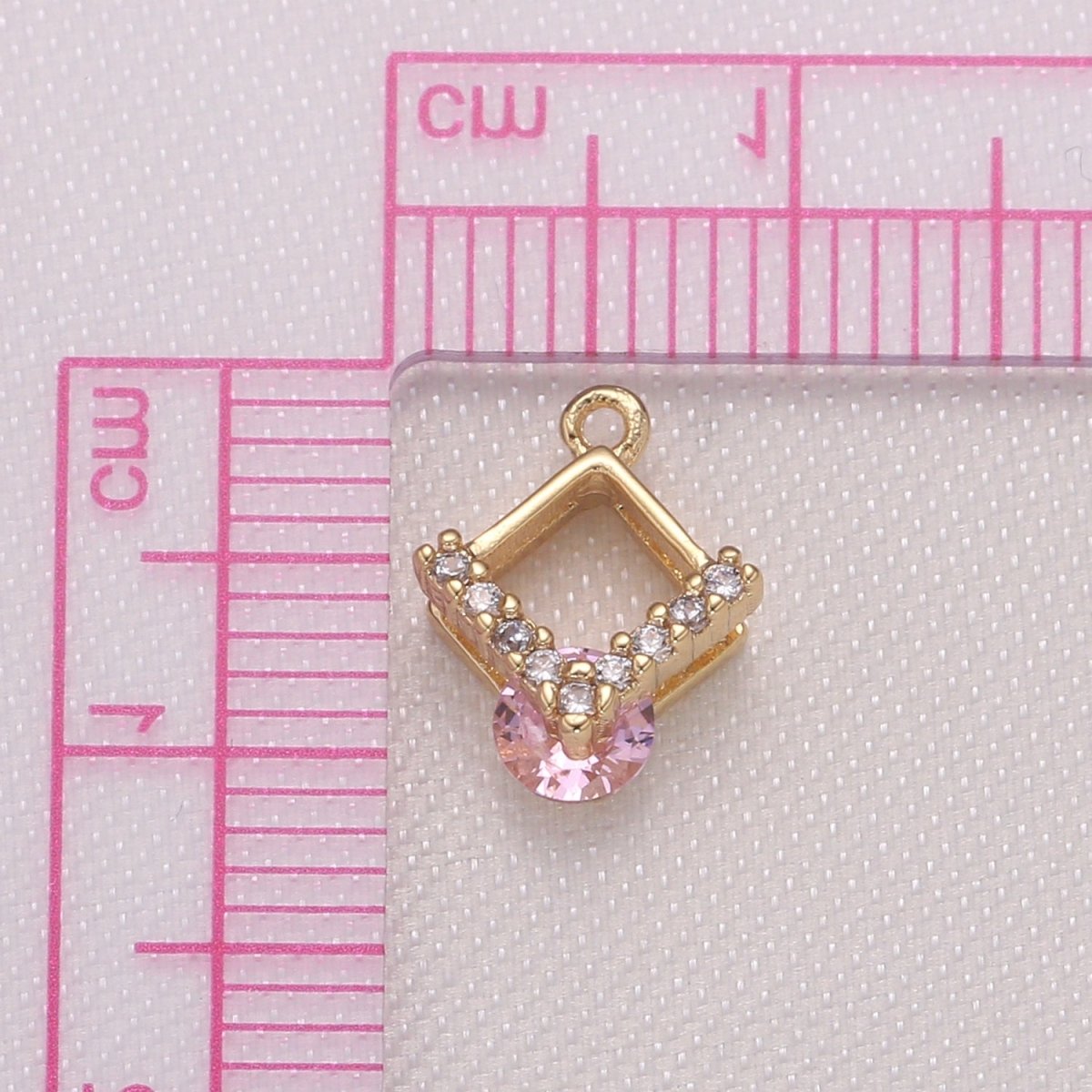 Tiny Gold Plated Diamond Charms CZ Dainty Square Micro Pave Charm Pendant GP-981 GP-982 GP-983 - DLUXCA