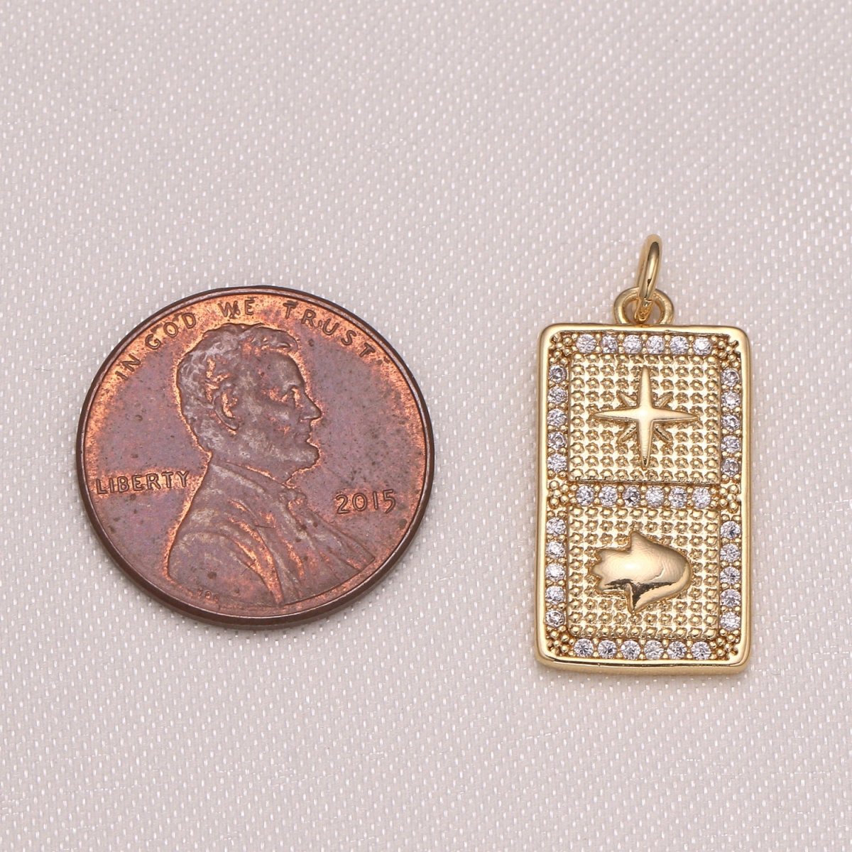 Tiny Gold Plated North Star and Hamsa Hand CZ Charm Pendant GP-1002 - DLUXCA