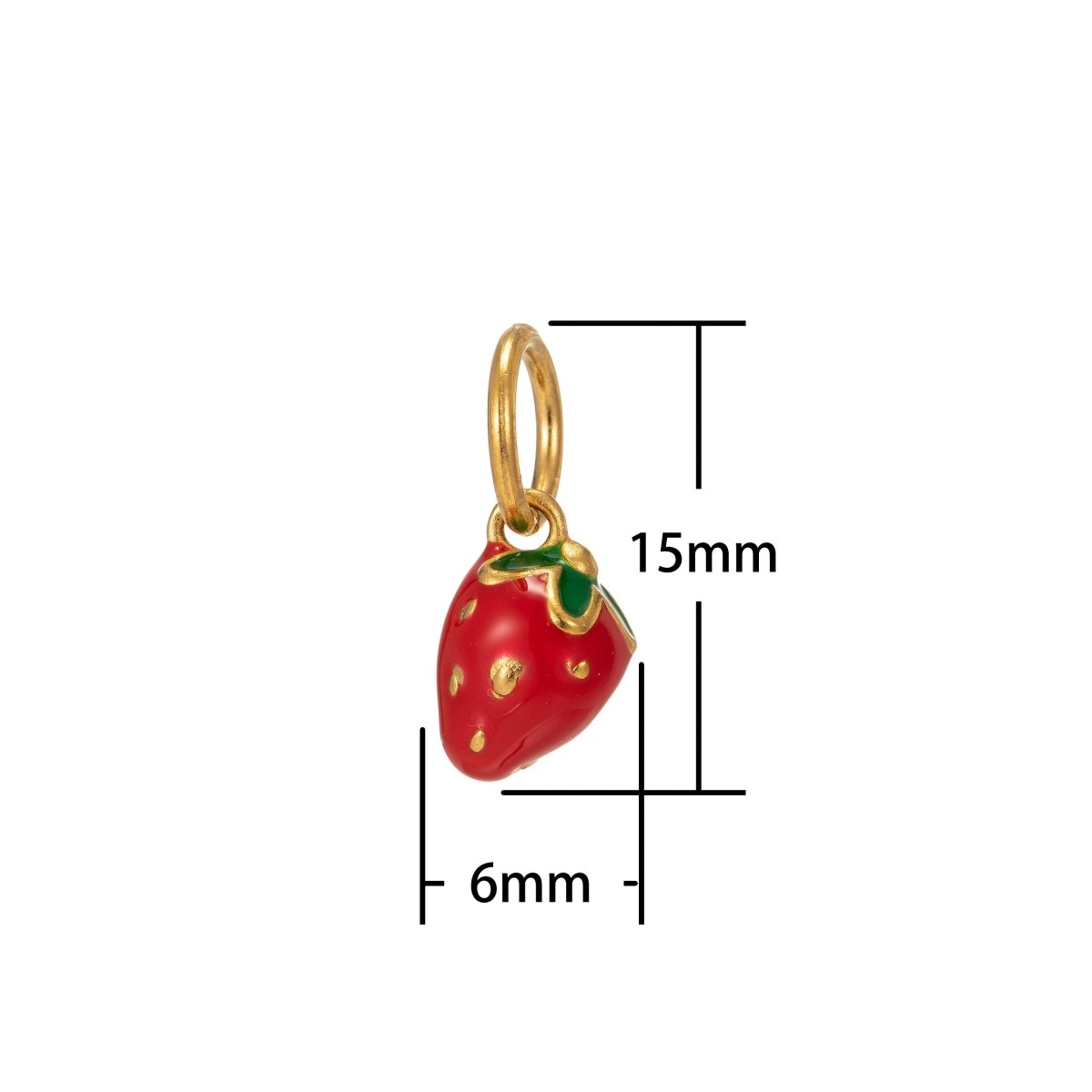 Tiny Gold Strawberry Charm for Kids Girl Teen Woman Jewelry Making Supply Necklace Bracelet Earring Charm Componnent 15x6mm C-633 - DLUXCA