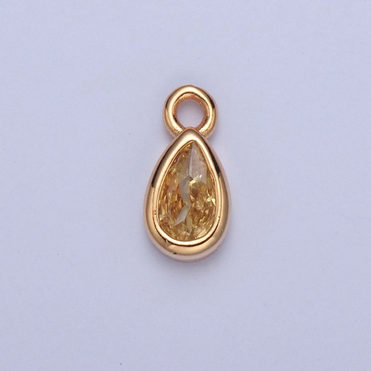 Tiny Gold Teardrop Charm, Micro Pave Tear Drop, Mini Geometric Charm Cubic Zirconia Charm CZ Bracelet Charm X-011-X-017 - DLUXCA