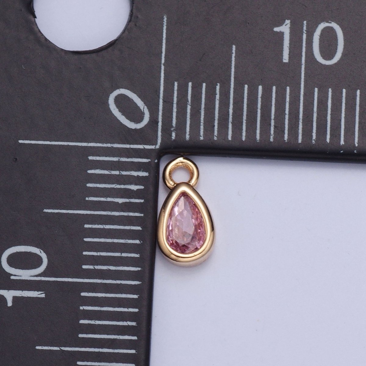 Tiny Gold Teardrop Charm, Micro Pave Tear Drop, Mini Geometric Charm Cubic Zirconia Charm CZ Bracelet Charm X-011-X-017 - DLUXCA