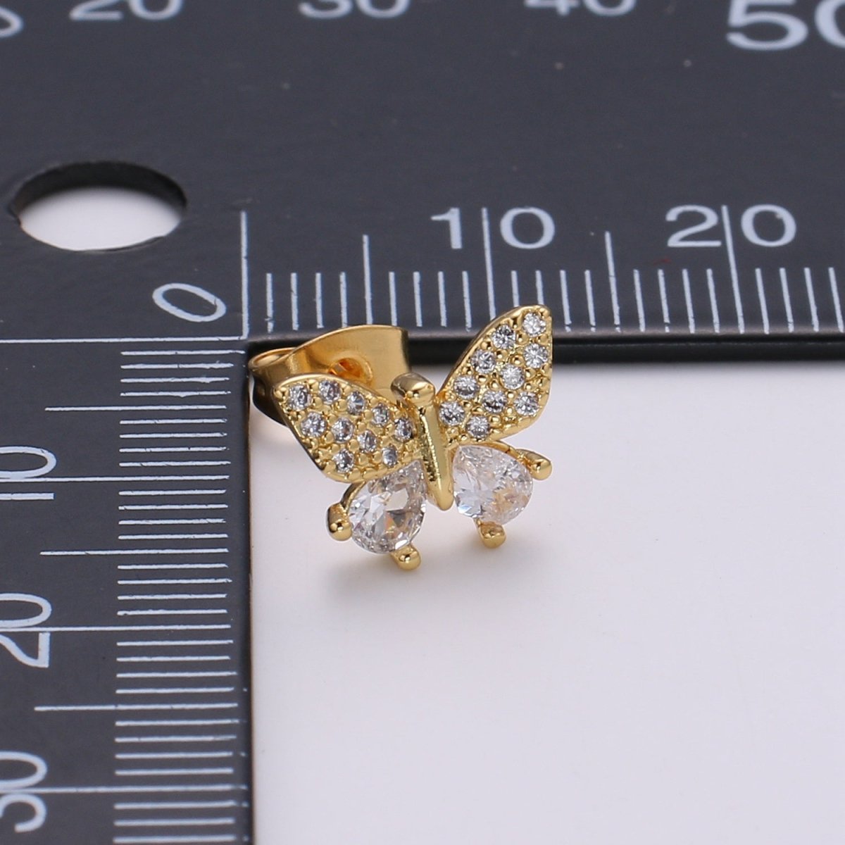 Tiny Golden Butterfly Stud Earrings CZ Mini Gold Filled Mariposa Animal Nature Formal/Casual Daily Wear Earring Jewelry P-021 - DLUXCA