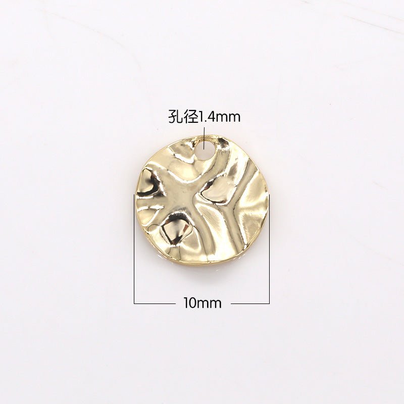 Tiny Golden Coin Charm, Mini Geometric Button Size Circle Coin Charm Pendant Jewelry Supply GP-313 - DLUXCA