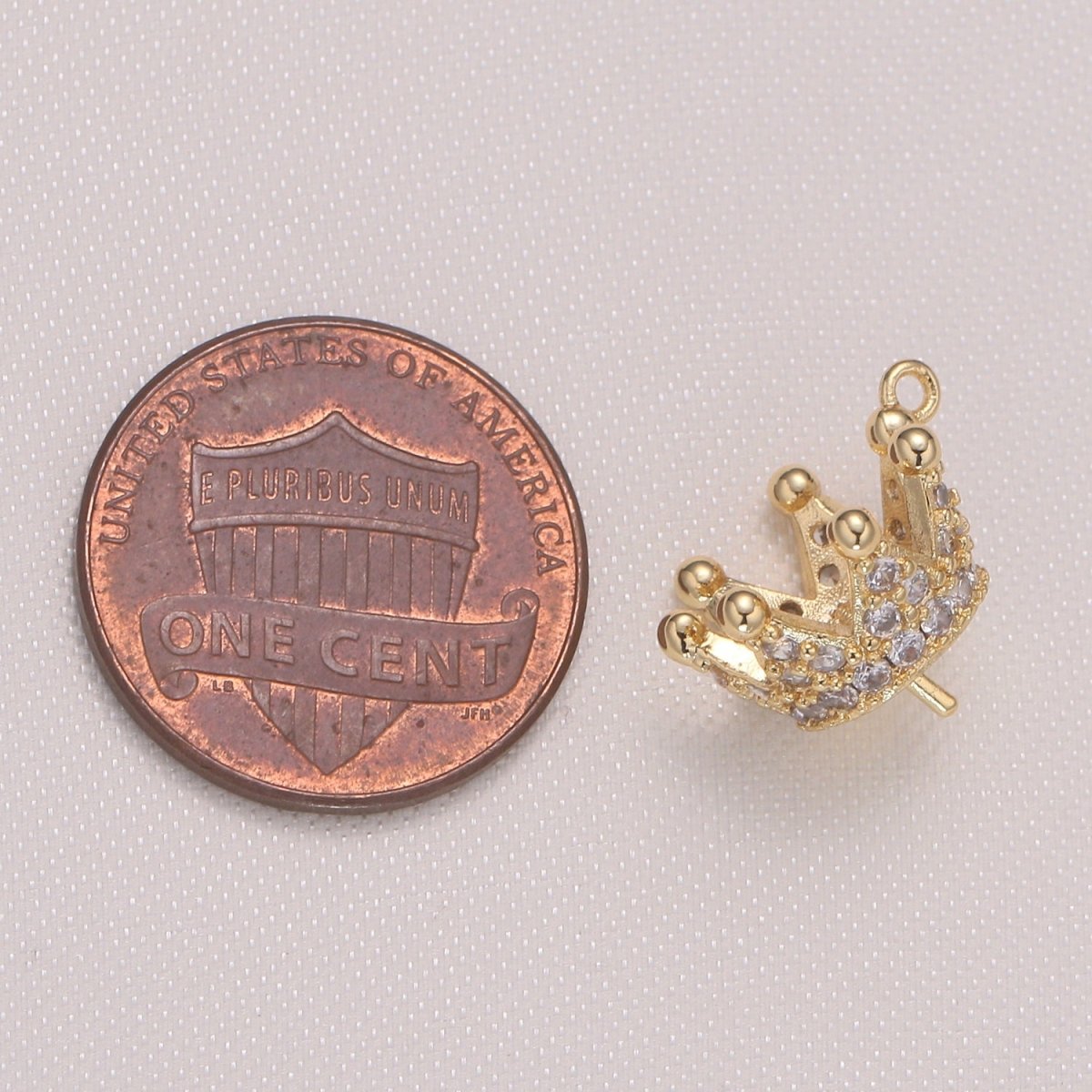 Tiny Golden CZ Crown Charm Dainty Zirconia Throne Charm Pendant GP-937 - DLUXCA