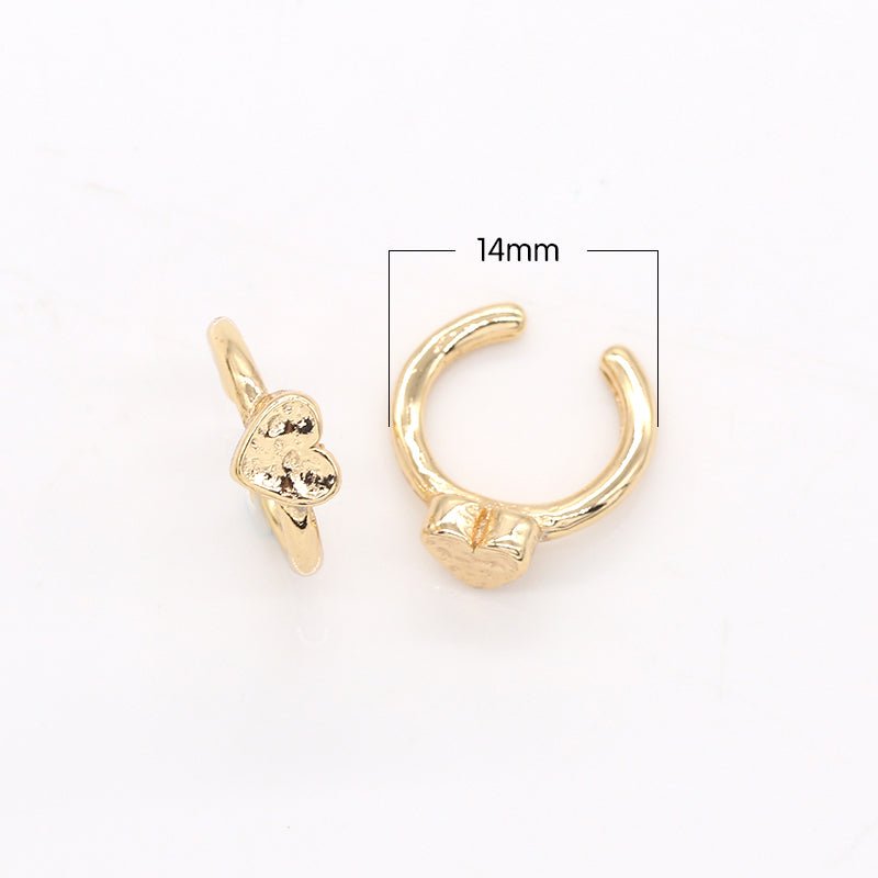 Tiny Golden Heart Earcuff, Plain Gold Lover Heart Earring Jewelry GP-816 - DLUXCA