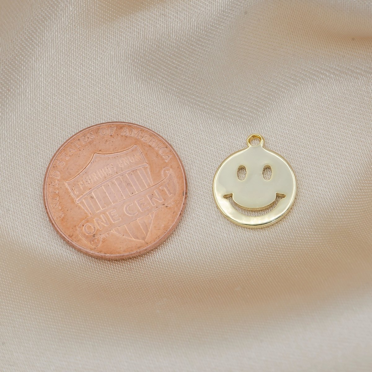 Tiny Golden Smiley Face Charm, Gold Plated Happy Joy Smiling Expression Face Charm Pendant GP-299 - DLUXCA