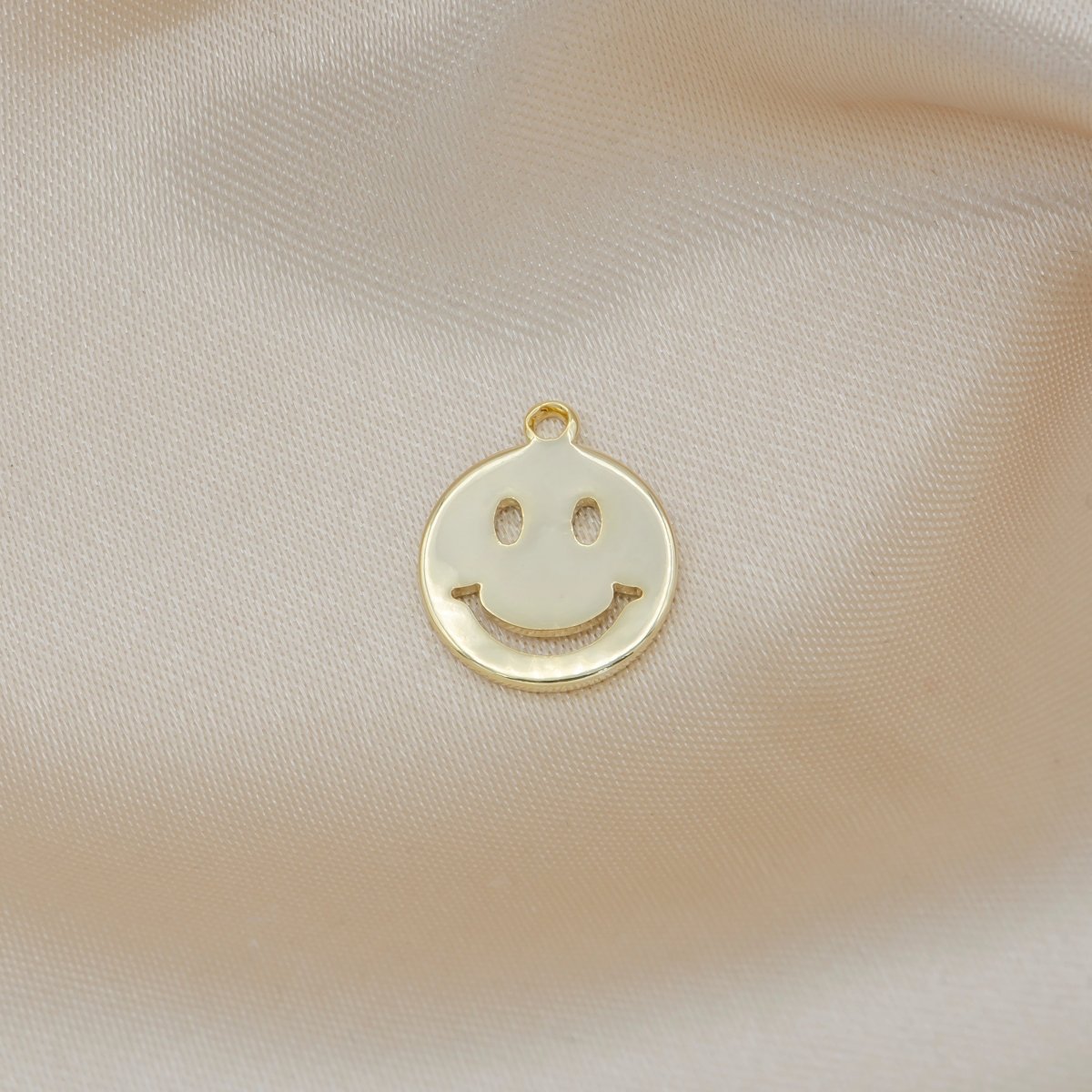 Tiny Golden Smiley Face Charm, Gold Plated Happy Joy Smiling Expression Face Charm Pendant GP-299 - DLUXCA