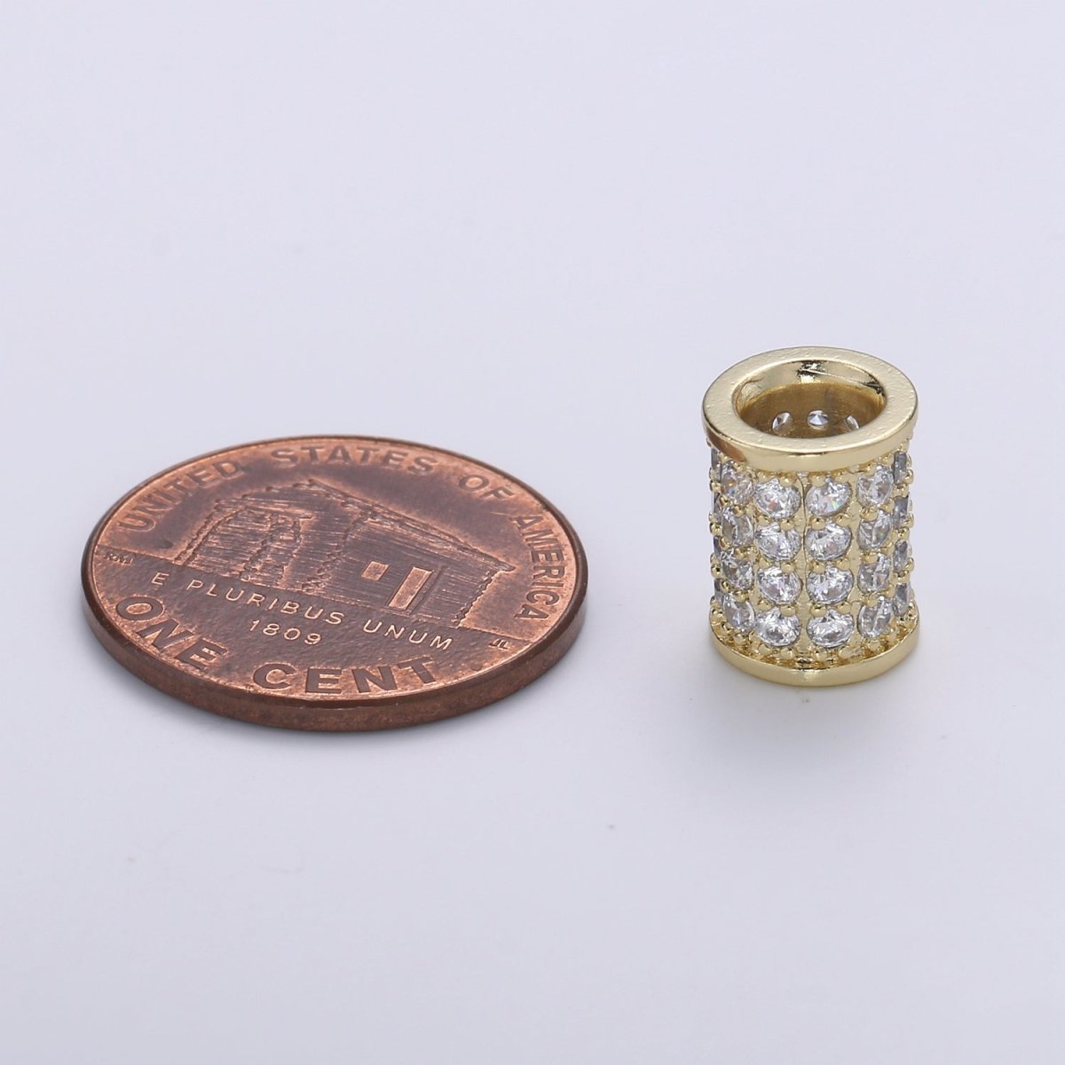 Tiny Golden Tube Beads Roll CZ Gold Filled Geometric Shape Micro Pave Jewelry Making Beads B-359 - DLUXCA