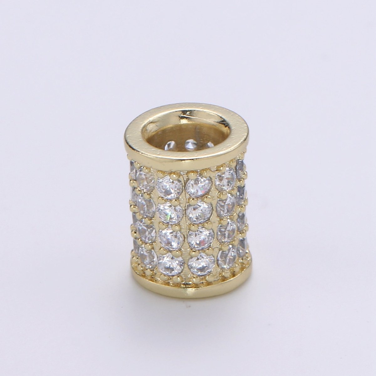 Tiny Golden Tube Beads Roll CZ Gold Filled Geometric Shape Micro Pave Jewelry Making Beads B-359 - DLUXCA