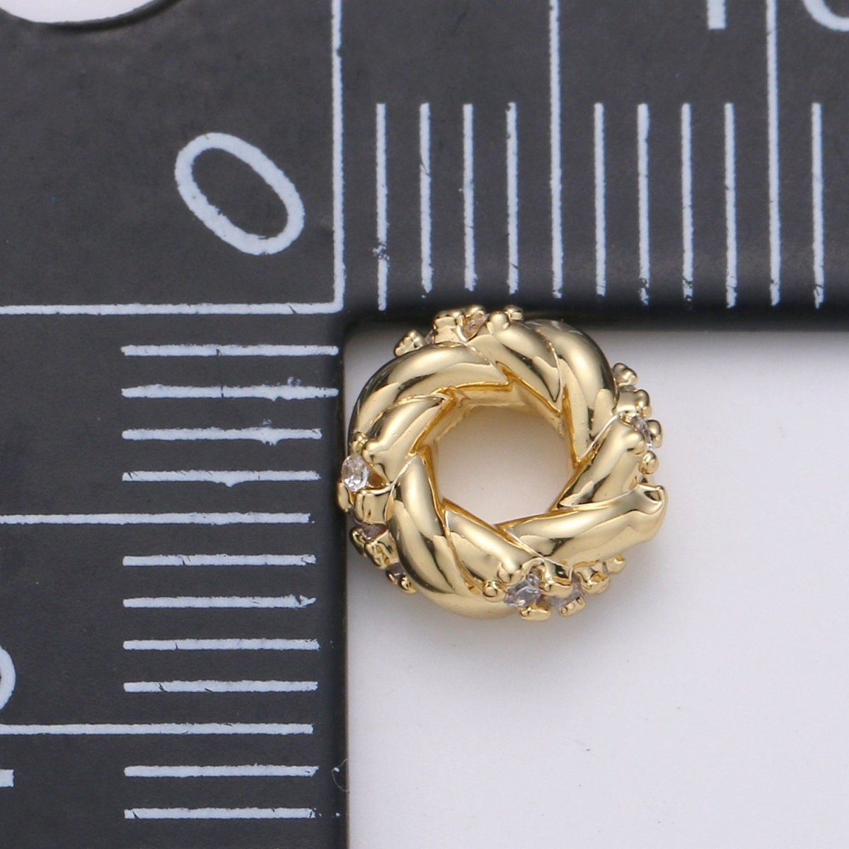 Tiny Gold/Silver Braided Round Circle Beads CZ Gold Filled Geometric Braid Shape Jewelry Making Beads B-326 B-327 - DLUXCA