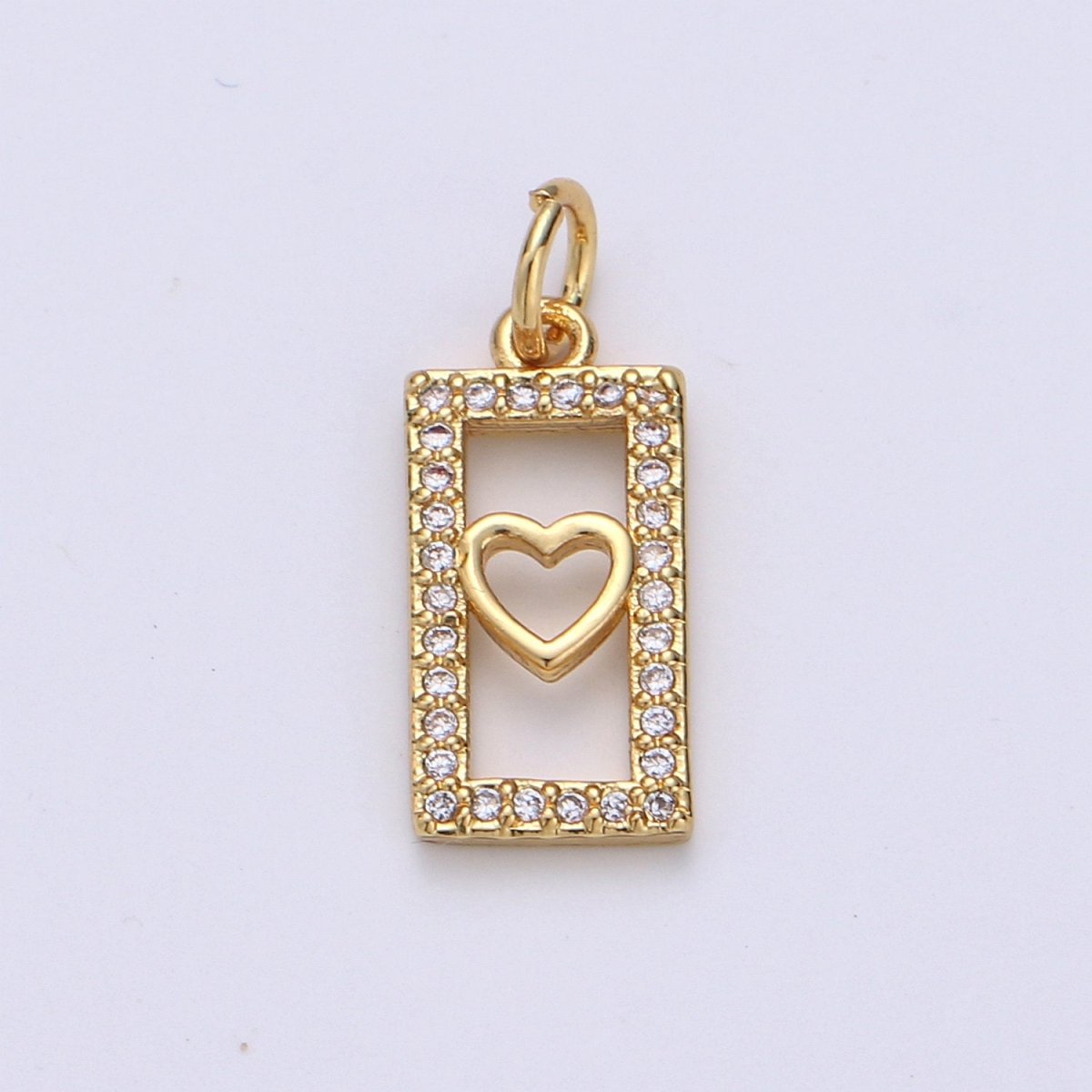 Tiny Heart Charm CZ Cubic Zirconia Mini Lover Charm Gold Charm 14k Gold Filled Micro Pave Charm for Bracelet Necklace Earring Jewelry, D-242 - DLUXCA