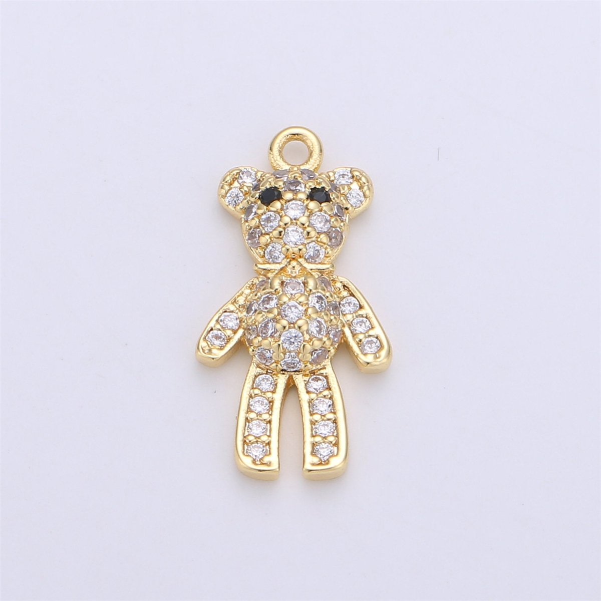 Tiny Micro Pave Bear Charms, Gold Teddy Bear Pave Pendant, Cubic Zirconia Charms, CZ Pave Bear for Kids Earring Bracelet Necklace Charm C-676 - DLUXCA