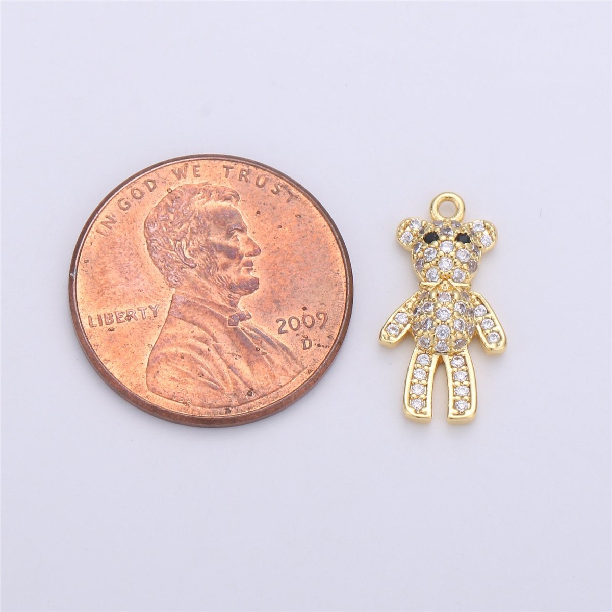 Tiny Micro Pave Bear Charms, Gold Teddy Bear Pave Pendant, Cubic Zirconia Charms, CZ Pave Bear for Kids Earring Bracelet Necklace Charm C-676 - DLUXCA