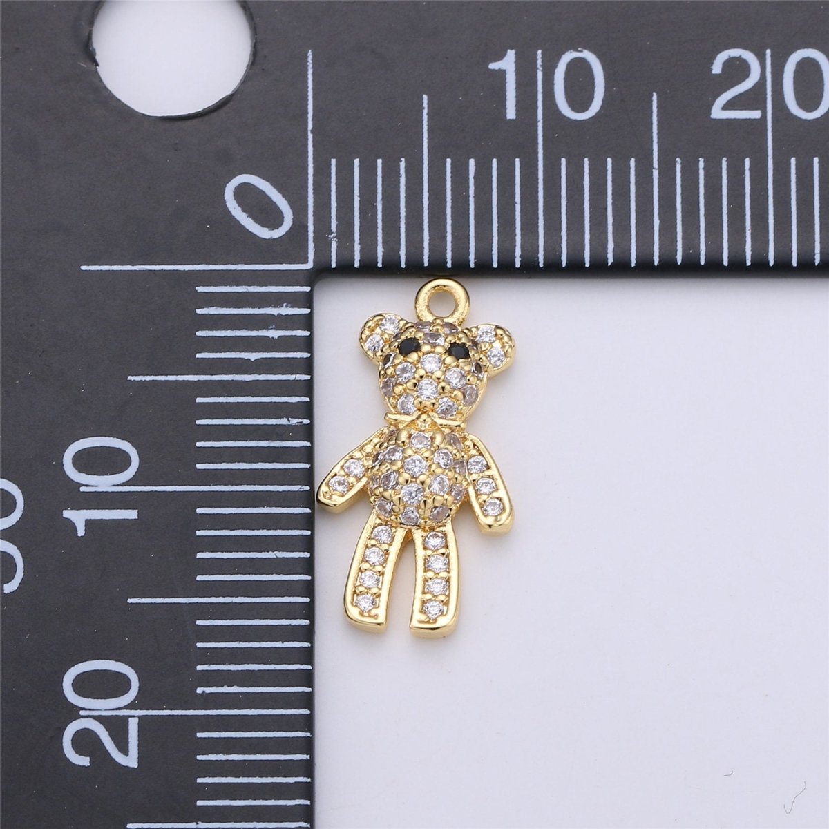 Tiny Micro Pave Bear Charms, Gold Teddy Bear Pave Pendant, Cubic Zirconia Charms, CZ Pave Bear for Kids Earring Bracelet Necklace Charm C-676 - DLUXCA