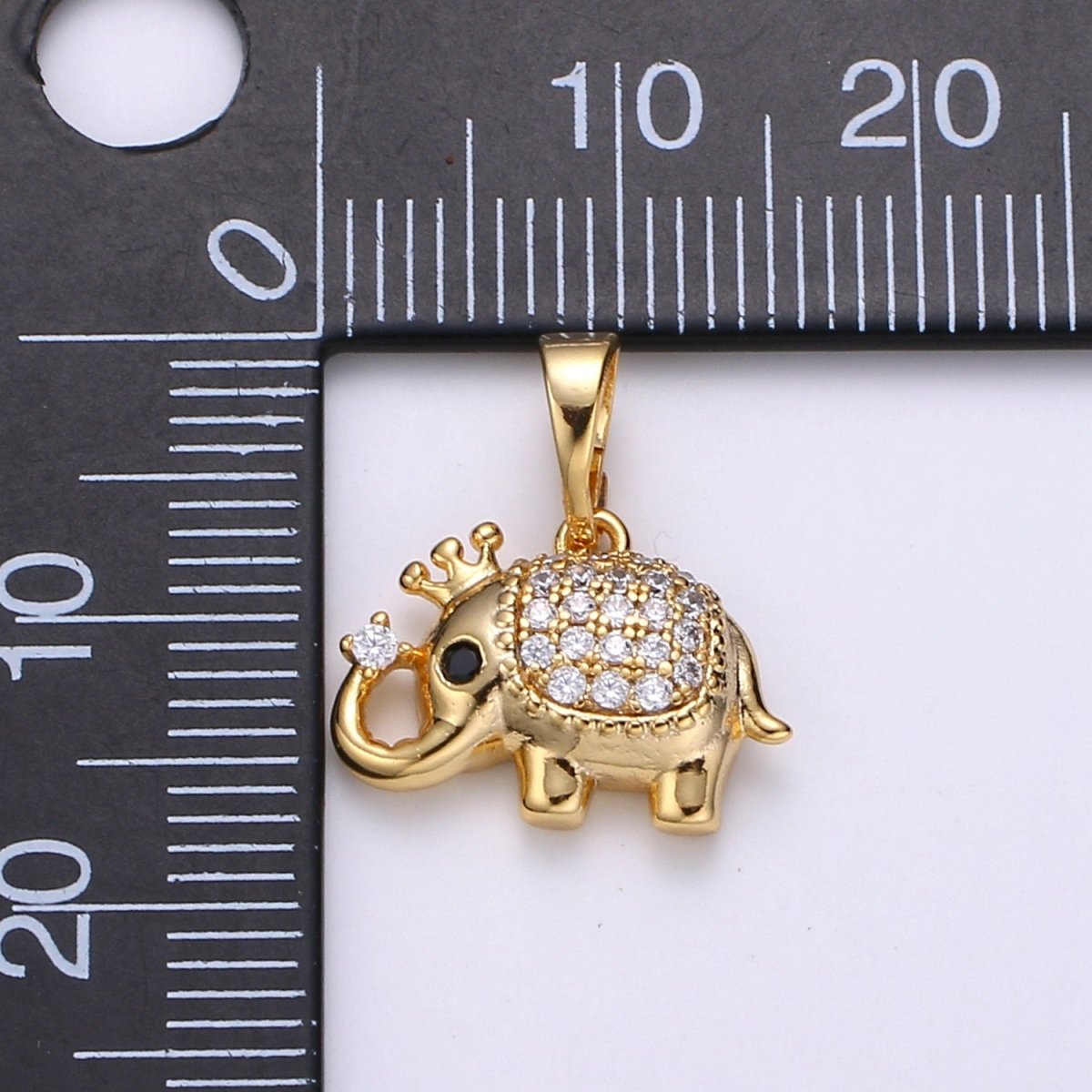 Tiny Micro Pave Elephant Charms 24k Gold Filled Micro Pave CZ Elephant for Wild Animal Inspired Jewelry Charm J-237 - DLUXCA