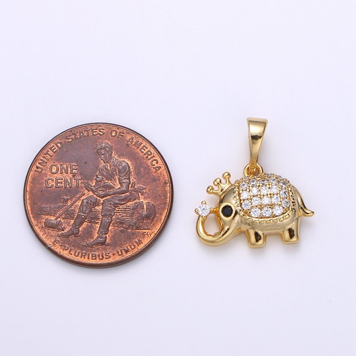 Tiny Micro Pave Elephant Charms 24k Gold Filled Micro Pave CZ Elephant for Wild Animal Inspired Jewelry Charm J-237 - DLUXCA