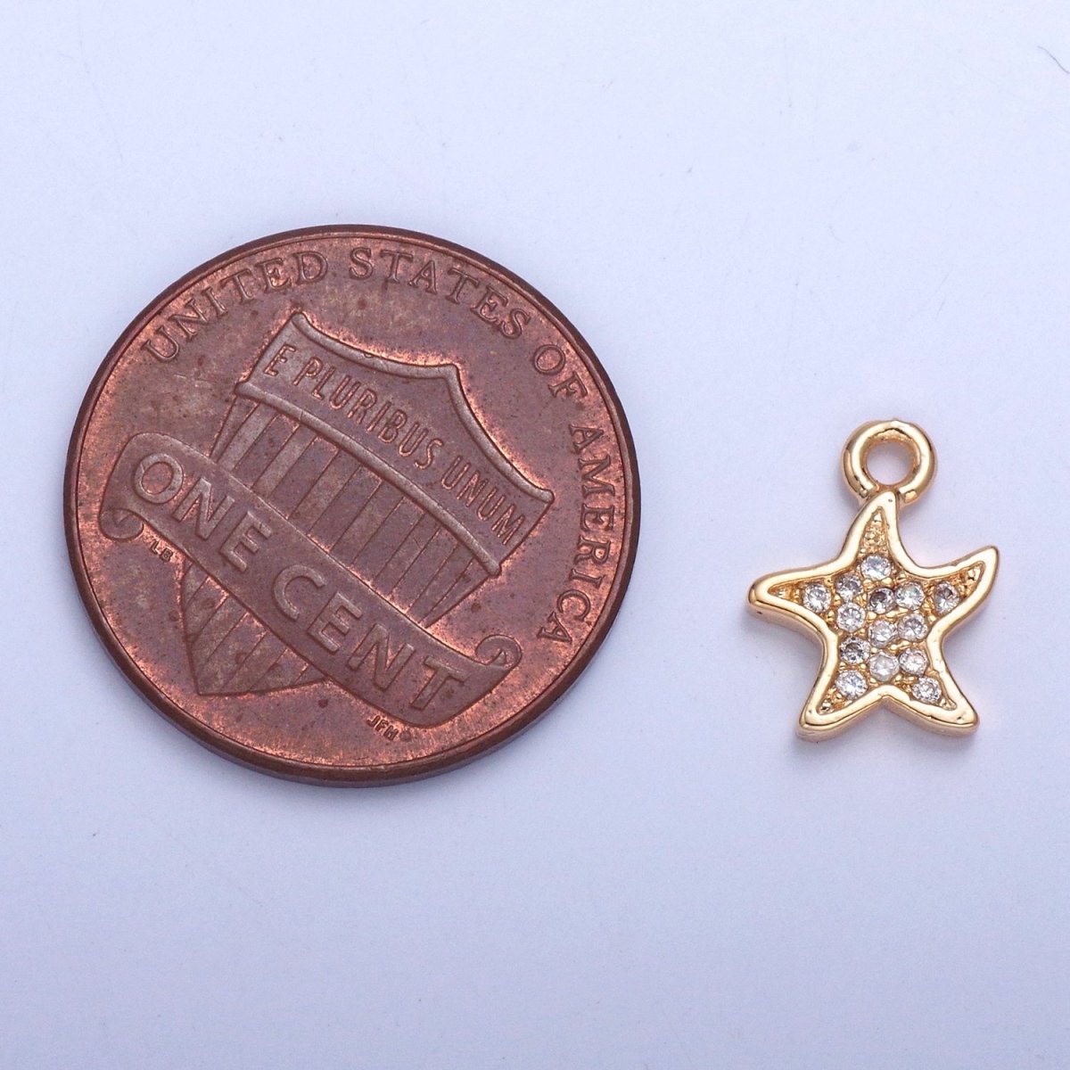 Tiny Micro Pave Star Charm, Gold North Star Starfish Charm For Jewelry Making | X-030 - DLUXCA