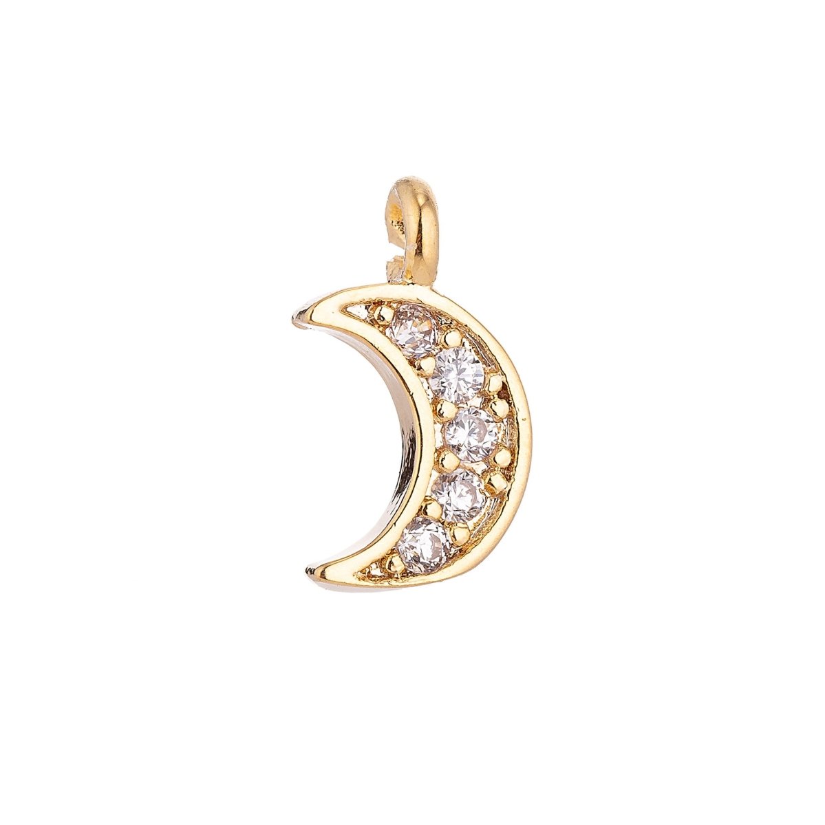 Tiny Mini Crescent Moon Charm Pendant 18K Gold Filled / White Gold C-017 - DLUXCA