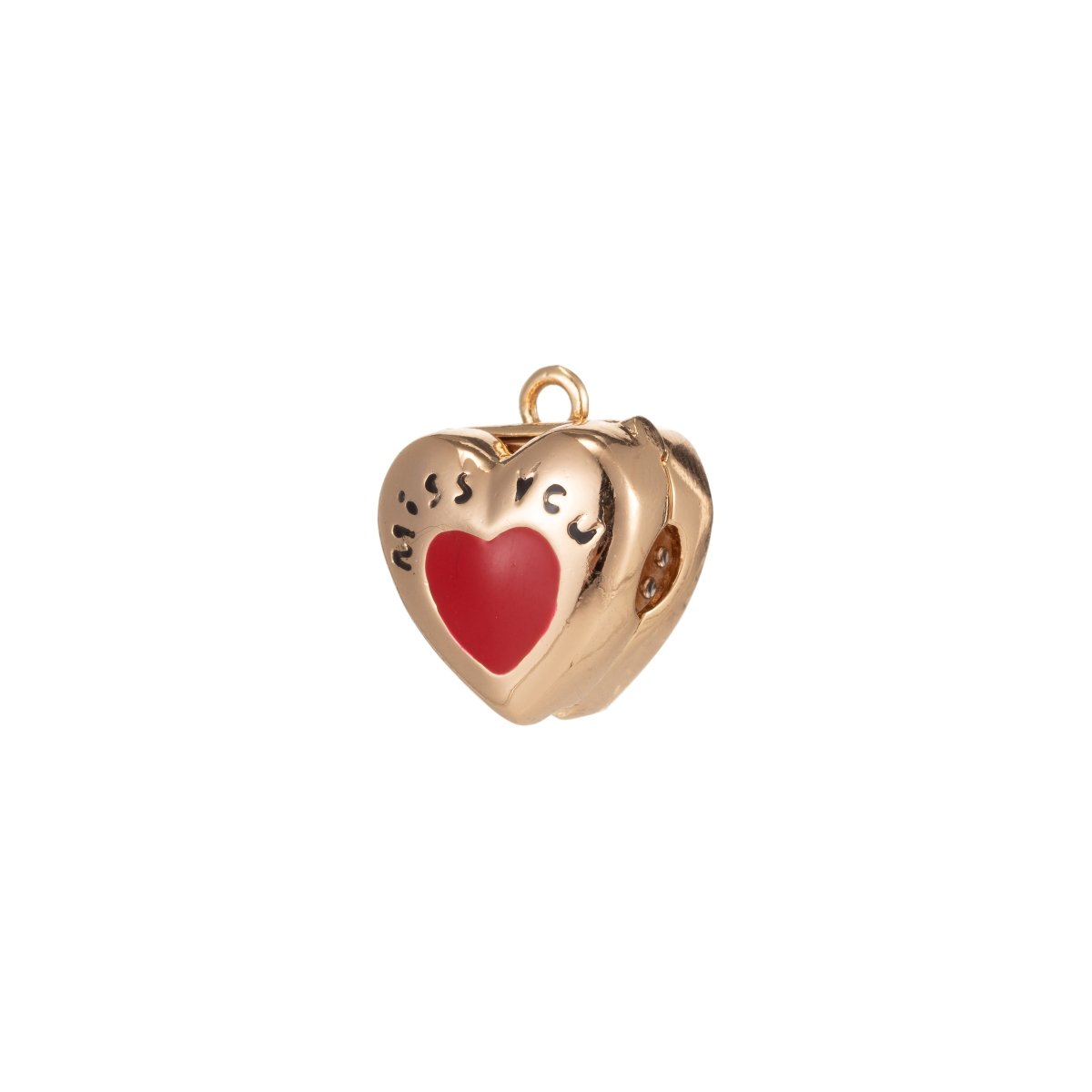 Tiny Missing Couple Heart Beads CZ Mini Valentine Miss You Writings Heart Jewelry Making Beads B-346 - DLUXCA