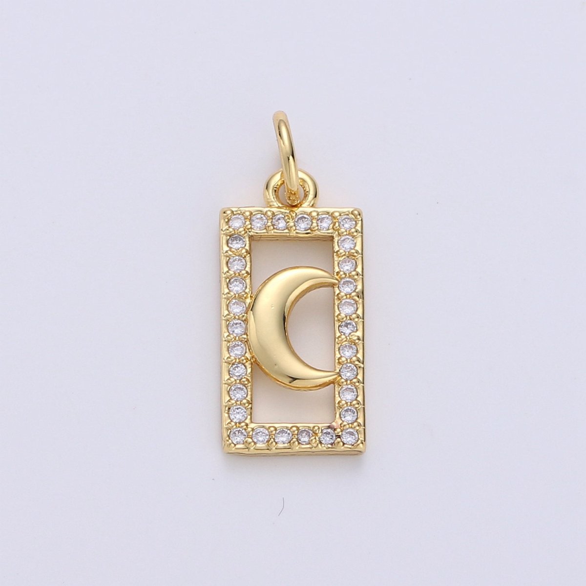 Tiny Moon Charm CZ Cubic Zirconia Mini Crescent moon Charm Gold Charm 14k Gold Filled Micro Pave Charm for Bracelet Necklace Earring Jewelry D-235 - DLUXCA