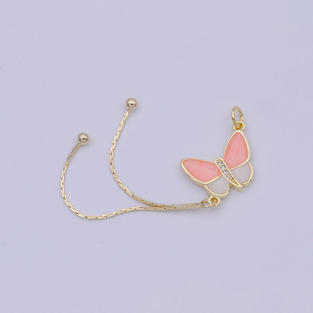Tiny Pink butterfly charm for Necklace Earring Jewelry supplies, Earring makings, Animal charm W-184 - DLUXCA