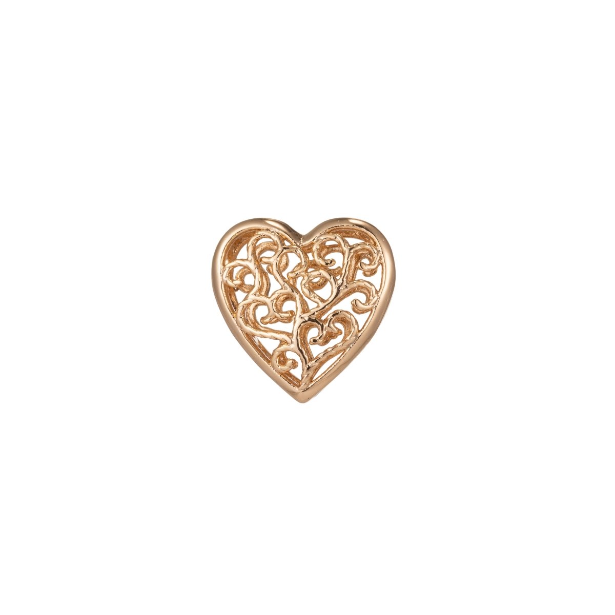 Tiny Pure Gold Heart Beads, Mini Plain Gold Filled Loving Heart Jewelry Making Beads B-349 - DLUXCA