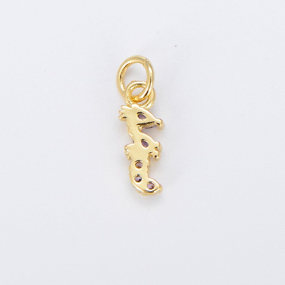 Tiny Sea Horse Charm Dainty Seahorse Pendant 14kt Gold Filled Charm Animal Charm Cubic Purple Under the sea Inspired E-876 - DLUXCA
