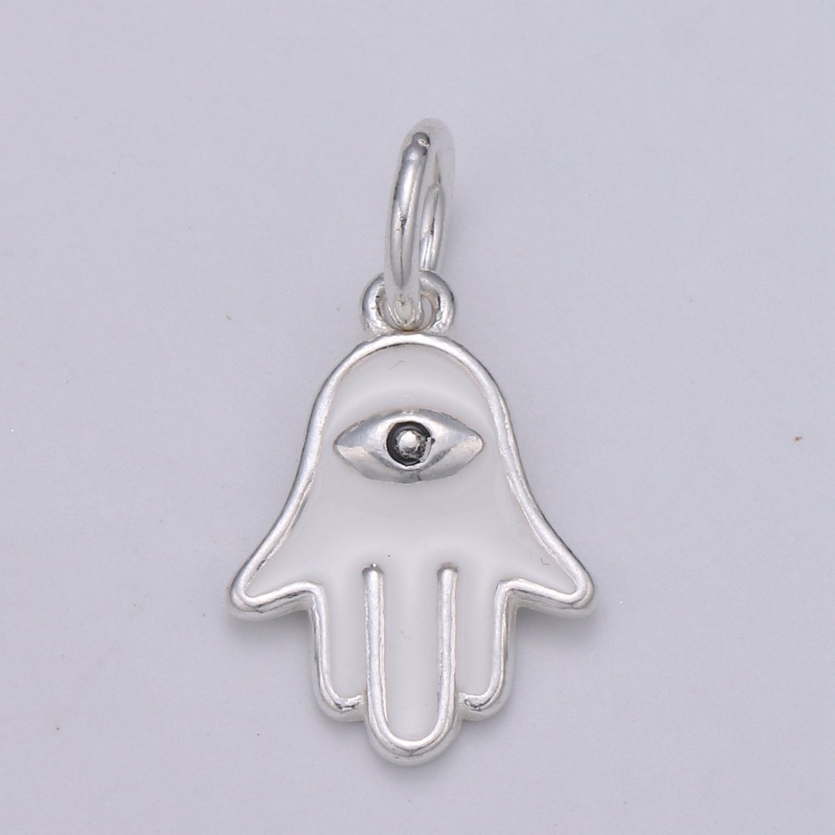 Tiny Silver Hamsa Hand Charm - 925 sterling silver, small fatima Amulet lucky protection hand pendant wholesale supply for Bracelet Necklace SL-031 SL-032 - DLUXCA