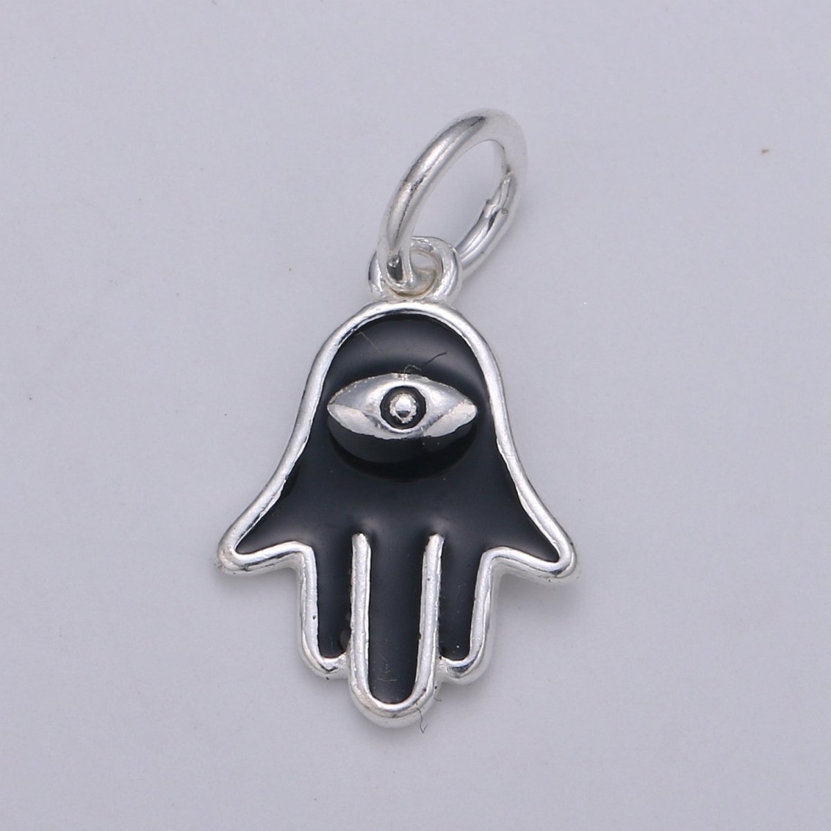 Tiny Silver Hamsa Hand Charm - 925 sterling silver, small fatima Amulet lucky protection hand pendant wholesale supply for Bracelet Necklace SL-031 SL-032 - DLUXCA