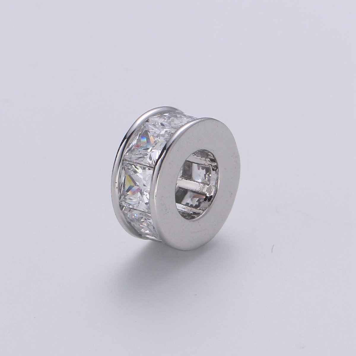 Tiny Silver Round Circle Ring Beads CZ Crystal Mini Geometric Round Shape Jewelry Making Beads B364 - DLUXCA