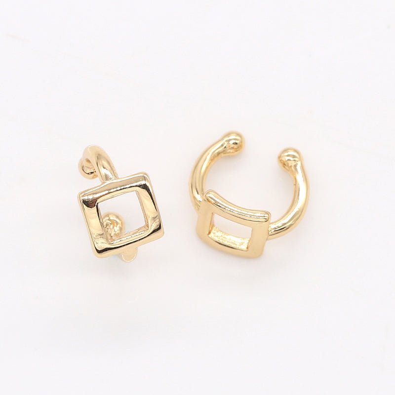 Tiny Single Square Gold Earrcuff Gold Plated Geometric Shape Earring GP-819 - DLUXCA