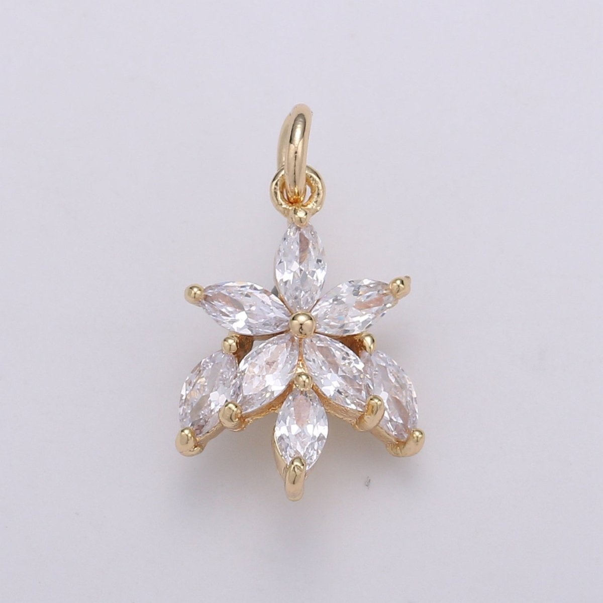 Tiny Small 18K Gold Filled Flower Charm Pave CZ Cubic Zirconia Charm for Bracelet Necklace Earring Charm Supply L-071 - DLUXCA