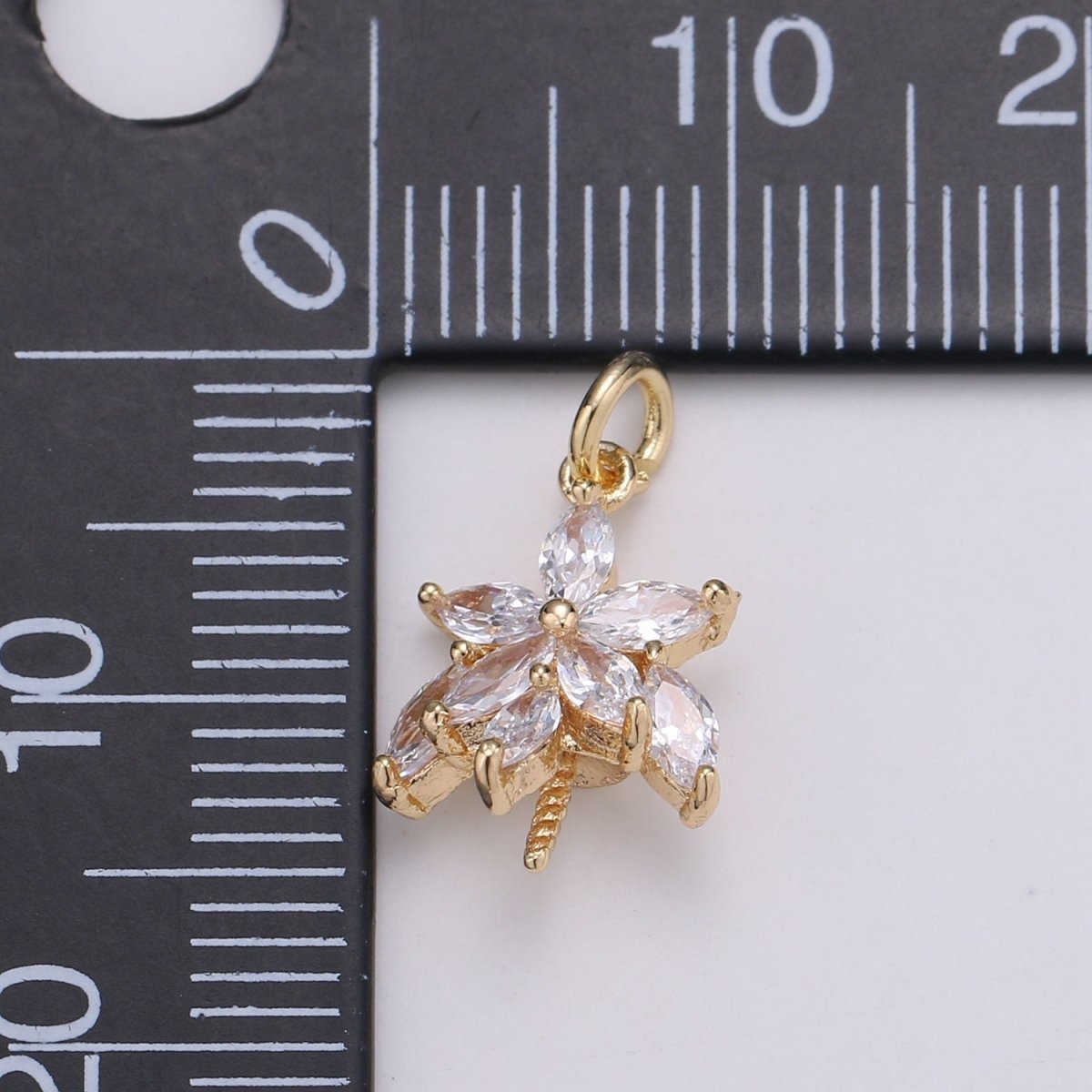 Tiny Small 18K Gold Filled Flower Charm Pave CZ Cubic Zirconia Charm for Bracelet Necklace Earring Charm Supply L-071 - DLUXCA