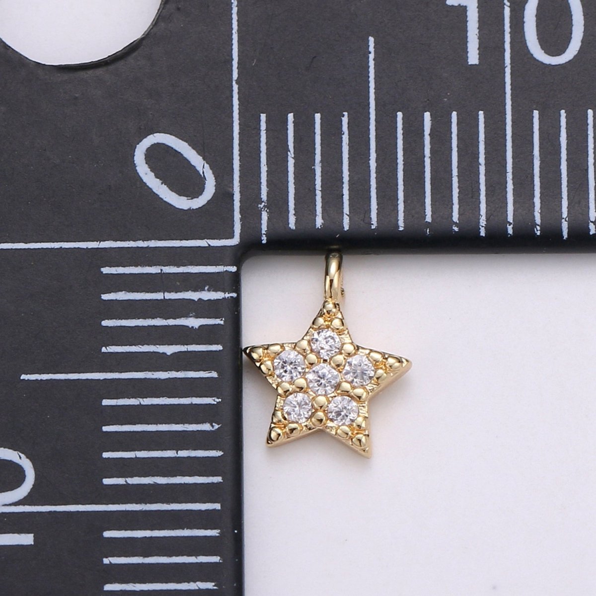 Tiny Small 18K Gold Filled Star Pave CZ Cubic Zirconia Charm for Bracelet Necklace Earring Charm Supply E-573 - DLUXCA