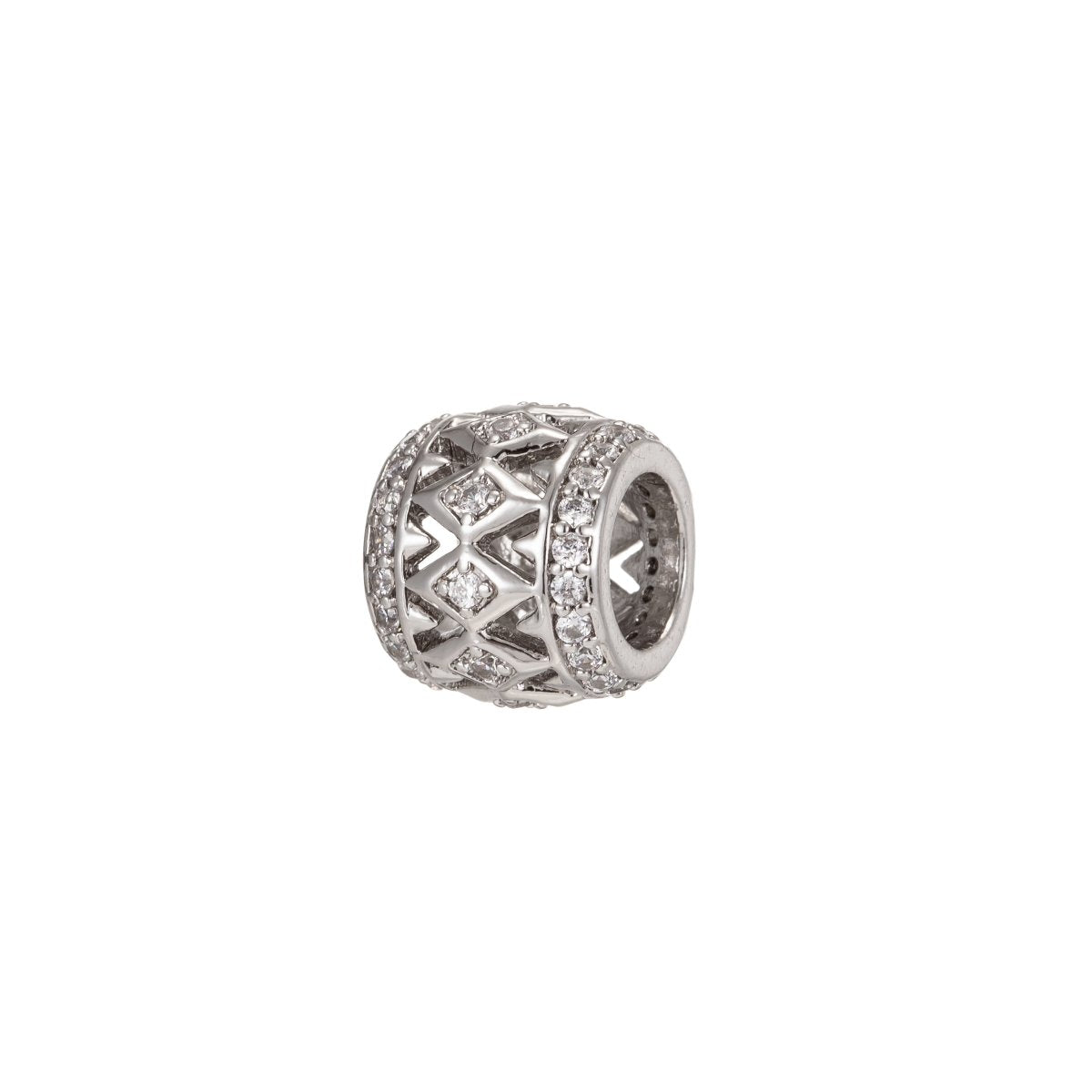Tiny Square Ornamented Silver Beads Tube CZ Gold Filled Artistic Geometric Jewelry Making Beads Supply B-191 - DLUXCA