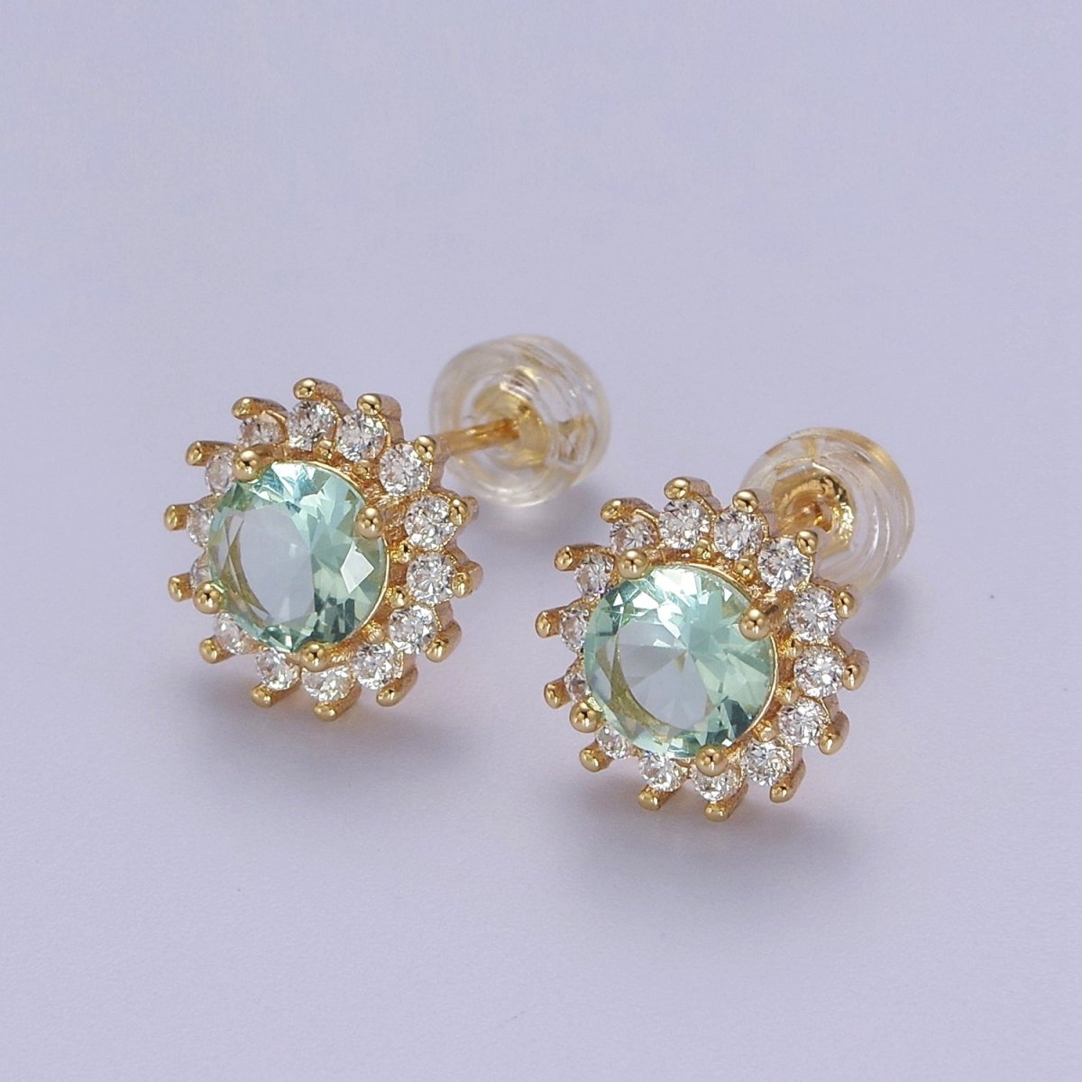 Tiny Zirconia Studs, Dainty Gold Zirconia Earrings, Cz Stud Earrings, Sun Earrings, Tiny Diamond Stud Earrings, Small Gold Earring V-104 - DLUXCA
