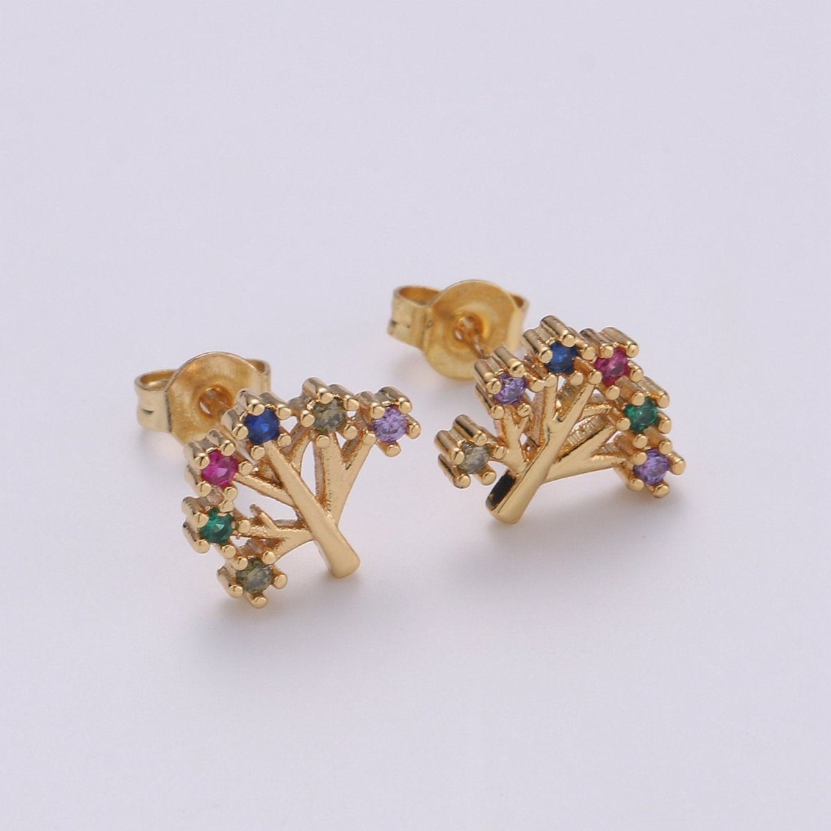 Tree Stud Earrings • Natural Life Earrings • Boho Jewelry • Dainty Gold Tree of Life Earrings • Stud Earrings • Gift for Her • Cute Earrings Q-261 - DLUXCA