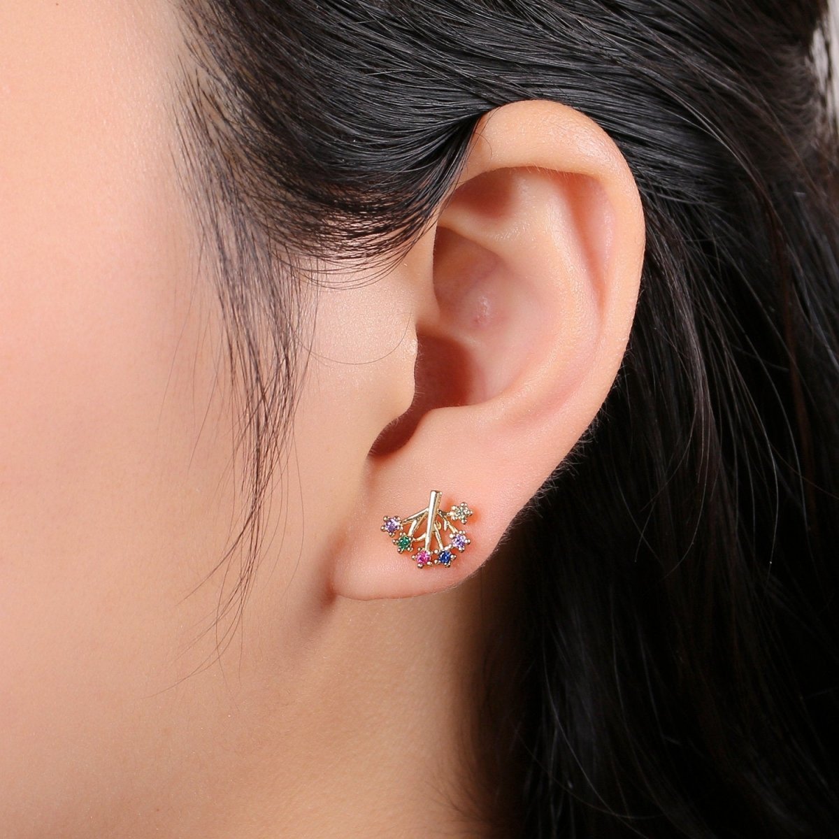 Tree Stud Earrings • Natural Life Earrings • Boho Jewelry • Dainty Gold Tree of Life Earrings • Stud Earrings • Gift for Her • Cute Earrings Q-261 - DLUXCA