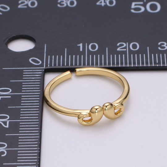 Trendy Mustache Ring, Gold Open Adjustable Ring Dainty Tiny Small Cute Mustache Ring, Fashion Jewelry, Everyday Ring, R-345 - DLUXCA