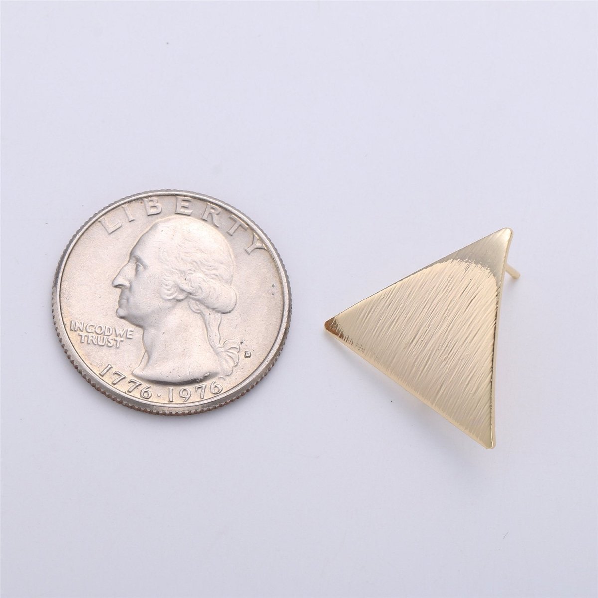 Triangle 22X20mm Post Earring , post earrings, jewelry making supplies Polished Gold Plated with Open Link K-177 - DLUXCA